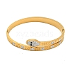 Snake 304 Stainless Steel Rhinestone Open Cuff Bangles for Women BJEW-P327-01C-G-2