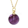 Natural Amethyst Flat Round Perfume Bottle Pendant Necklaces PW-WGD45C6-01-1