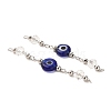 Handmade Evil Eye Lampwork with Glass Handmade Beaded Links Connectors KK-M266-09P-01-2