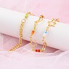 Star & Moon Brass Link Bracelets for Woman BJEW-S157-01G-3