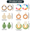 ANATTASOUL 6 Pairs 6 Style Monstera Leaf & Circle Ring Acrylic Stud Earrings with Iron Pins EJEW-AN0001-17-2