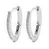 304 Stainless Steel Micro Pave Clear Cubic Zirconia Oval Huggie Hoop Earrings for Women EJEW-C096-03P-1