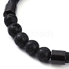 Round Natural Lava Rock Bead Bracelets BJEW-A009-08EB-03-2