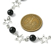 Star Alloy & Round Natural Eyeless Obsidian Link Chain Necklaces for Women NJEW-JN05135-3