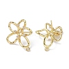 Brass Cubic Zirconia Stud Earrings Findings KK-B087-12G-2