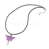 Glass Seed Beads Beaded Butterfly Pendant Necklaces NJEW-MZ00083-03-4