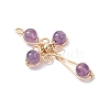 4Pcs 4 Styles Natural Amethyst & Carnelian(Dyed & Heated) & Green Aventurine & Tiger Eye Pendants PALLOY-TA00326-4