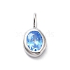 925 Sterling Silver Cubic Zirconia Oval Charms STER-S006-01S-L-1