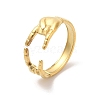 Ion Plating(IP) 304 Stainless Steel Hands Open Cuff Rings for Women RJEW-L107-002G-1