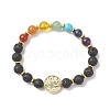 Natural & Synthetic Mixed Gemstone & Brass Virgin Mary Beaded Stretch Bracelet for Women BJEW-JB09322-1