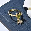 Brass Micro Pave Cubic Zirconia Adjustable Finger Rings for Women RJEW-K307-01G-23-5