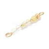 Faceted Round Natural Quartz Crystal & Gold Rutilated Quartz & Yellow Opal Beaded Connector Charms PALLOY-JF03530-04-3