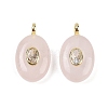 Natural Rose Quartz & Cubic Zirconia Pendants G-Z076-01G-10-1