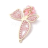 Natural Rose Quartz & Glass Seed Beads Pendants PALLOY-MZ00309-4