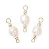 Natural Freshwater Pearl with Synthetic Non-magnetic Hematite Potato Connector Charms PALLOY-JF04713-1