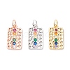 Brass Micro Pave Colorful Cubic Zirconia Pendants KK-B048-02-1