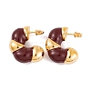 C-Shaped Brass Enamel Stud Earrings for Women EJEW-G391-19G-03-2