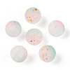 Frosted Baking Painted Crackle Glass Beads with Glitter Powder DGLA-T004-01F-1