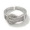 Brass Micro Pave Cubic Zirconia Cuff Ring RJEW-E296-01P-2