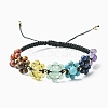 Chakra Theme Flower Natural & Synthetic Mixed Gemstone Braided Bead Bracelet BJEW-TA00316-1