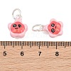 Alloy with Hot Pink Enamel Charms AL-CBA415D-40S-3
