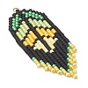 2Pcs 2 Colors Handmade Glass Seed Beaded Leaf Shape Big Pendants PALLOY-MZ00931-4