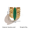 304 Stainless Steel with Malachite Cuff Open Rings WG3BCF9-02-1