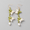Plastic Pearl Beaded Flower of Life Dangle Earrings EJEW-WH0017-56B-1