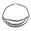 Non-Magnetic Synthetic Hematite & Turquoise Beades 3 Layer Necklaces NJEW-H307-01A-1