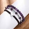 Adjustable Natural Amethyst & Hematite Braided Bead Bracelets BJEW-U035-01C-1