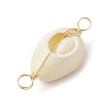 Natural Cowrie Shell & Faceted Glass Connetctor Charms PALLOY-JF02664-02-4