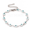 Enamel Oval with Evil Eye Link Chains Bracelet BJEW-P271-04P-02-1