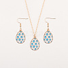 Easter Egg Alloy Enamel Pendant Necklace & Dangle Earrings Sets FS-WG38758-10-1