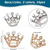 CHGCRAFT 16pcs 2 Colors Crystal Rhinestone Crown Brooches JEWB-CA0001-10-2