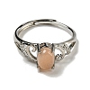 Oval Natural Sunstone Adjustable Rings RJEW-Q818-01P-02B-3