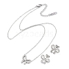 Non-Tarnish 304 Stainless Steel Bowknot Necklaces & Studs Earrings Set for Women NJEW-K276-03P-3