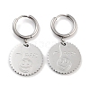 Tarnish Resistant Flat Round with Smiling Face 304 Stainless Steel Dangle Earrings EJEW-L283-085P-1