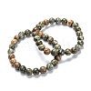 Natural Rhyolite Jasper Stretch Beaded Bracelets G-A185-01S-3