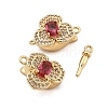 Brass Micro Pave Clear Cubic Zirconia Box Clasps KK-C075-21G-1