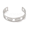 Non-Tarnish Hollow Wide Version Open Cuff Bangles BJEW-U006-03P-01-2