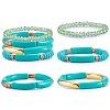 4Pcs 4 Style Acrylic Chunky Curved Tube Stretch Bracelet Sets BJEW-SW00074-07-1