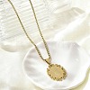 304 Stainless Steel Oval with Virgin Pendant Box Chain Necklaces NJEW-H055-08G-3