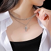 Stainless Steel Double Layer Cross Pendant Necklaces PW-WG2744E-01-3