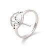 Non-Tarnish 304 Stainless Steel Hollow Lotus Adjustable Ring RJEW-L107-021P-1