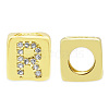 Brass Micro Pave Clear Cubic Zirconia European Beads KK-T030-LA842-RX3-1