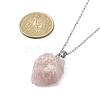 Natural Rose Quartz Nugget Pendant Necklace with 304 Stainless Steel Chains NJEW-JN04385-03-4