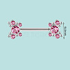 304 Stainless Steel Rose Rhinestone Barbell Nipple Rings WG5DFA5-18-1