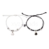 2Pcs Adjustable Waxed Cord Charm Bracelets for Couple BJEW-TA00572-2