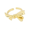 Bowknot Brass Open Cuff Ring for Women RJEW-M176-01A-G-2