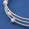 Three-Loops Brass & Natural Freshwater Pearl Beaded Wrap Bracelets for Women BJEW-F470-01S-3